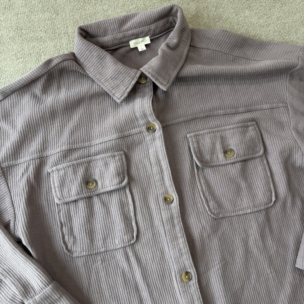 Anthropologie‎ Pilcro Duster Shacket Womens Large Purple Button Up